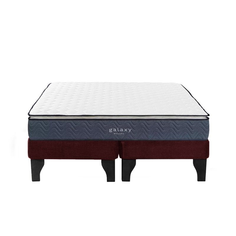 5 SUEÑO - Cama Europea 2 Plazas 150x190 cm Base Colchón Negro Burdeo