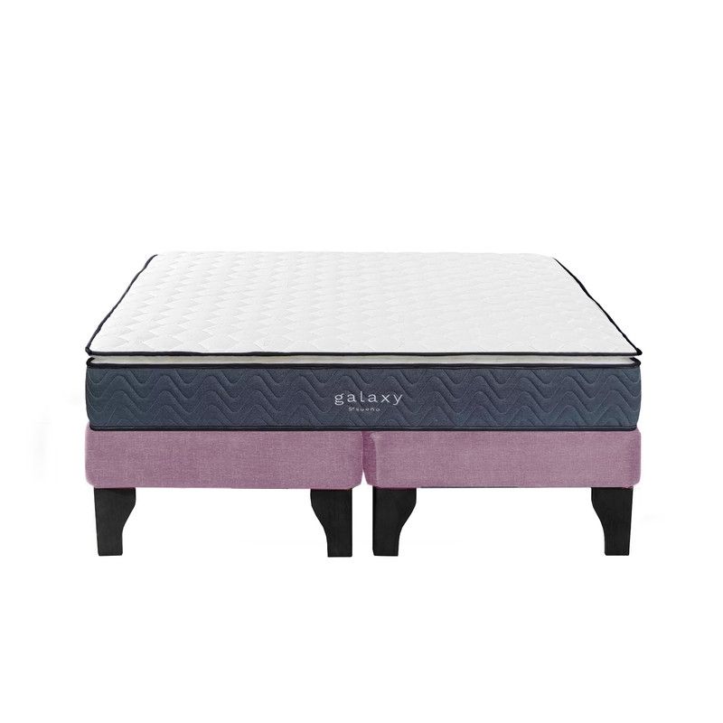 5 SUEÑO - Cama Europea 2 Plazas 150x190 cm Base Colchón Negro Rosado