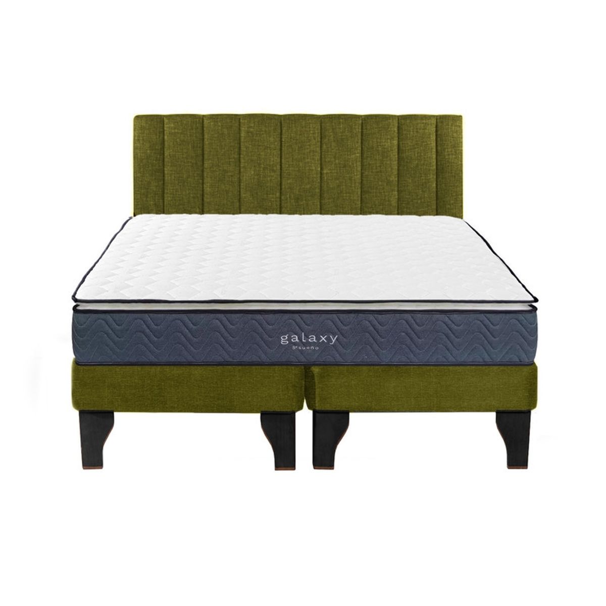 5 SUEÑO - Cama Europea 2 Plazas + Respaldo Tubular Negro Verde