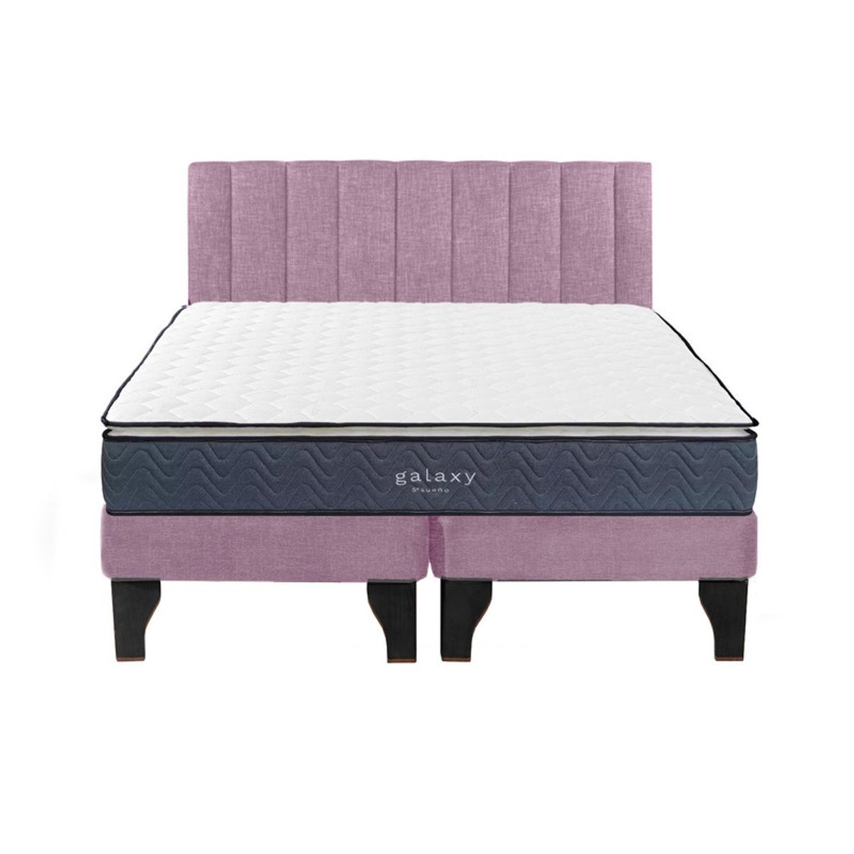 5 SUEÑO - Cama Europea 2 Plazas + Respaldo Tubular Negro Rosada