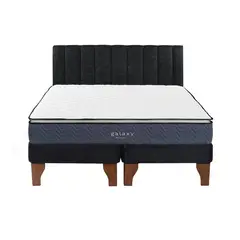 5 SUEÑO - Cama Europea 2 Plazas + Respaldo Tubular Madera Negro