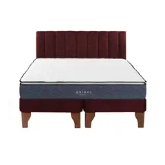 5 SUEÑO - Cama Europea 2 Plazas + Respaldo Tubular Madera Burdeo