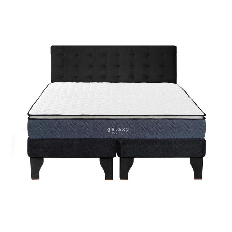 5 SUEÑO - Cama Europea 2 Plazas + Respaldo Capitoné Negro
