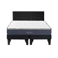 5 SUEÑO - Cama Europea 2 Plazas + Respaldo Capitoné Negro