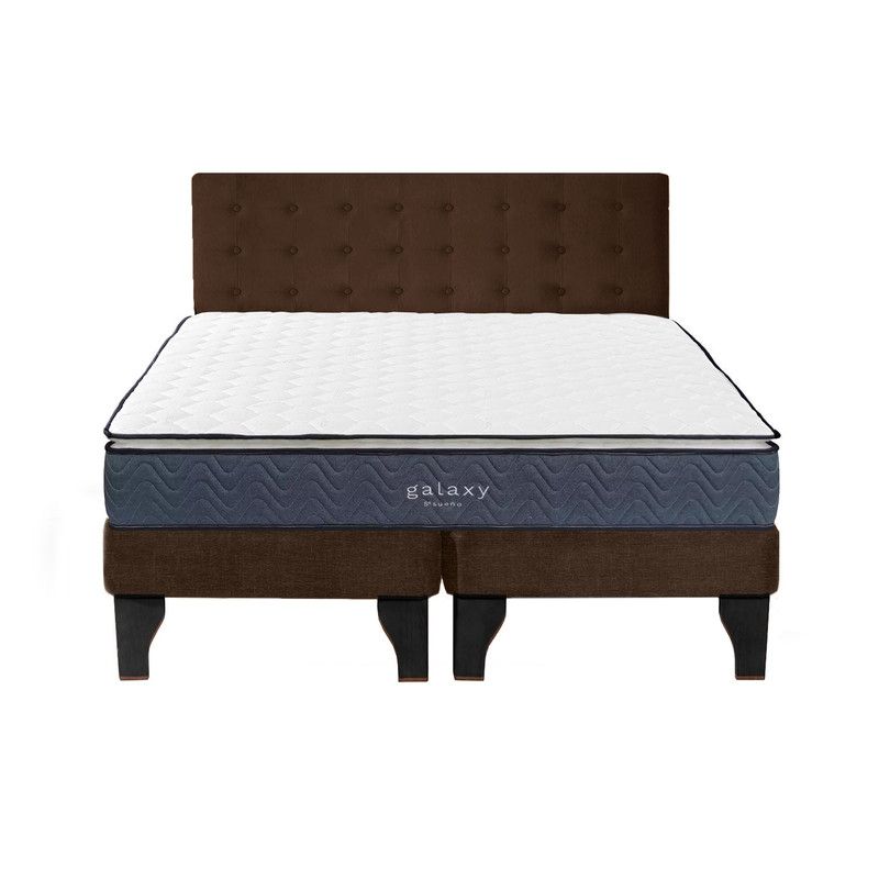 5 SUEÑO - Cama Europea 2 Plazas + Respaldo Capitoné Negro Café