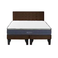 5 SUEÑO - Cama Europea 2 Plazas + Respaldo Capitoné Negro Café