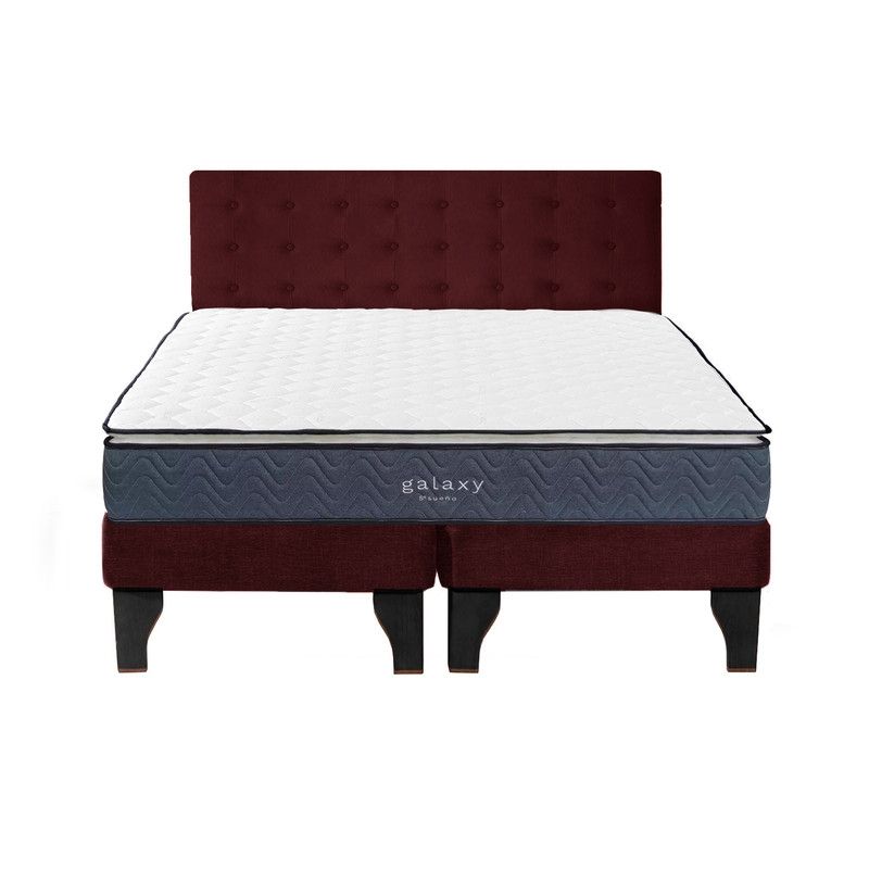 5 SUEÑO - Cama Europea 2 Plazas + Respaldo Capitoné Negro Burdeo