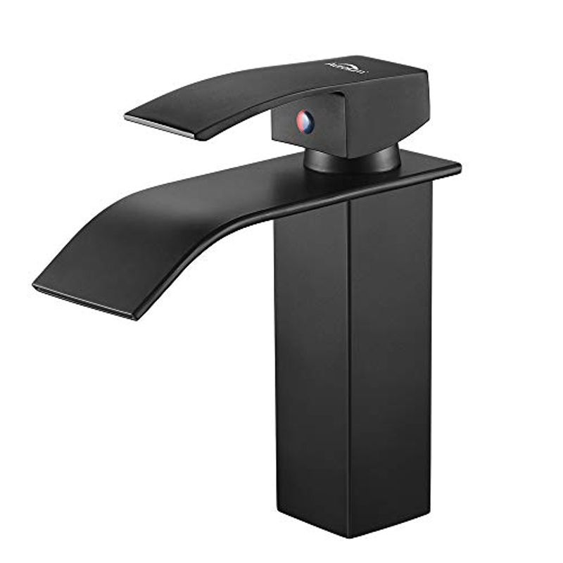 GENERICO - Llave Monomando Lavamanos Diseño Cascada Acero Negra