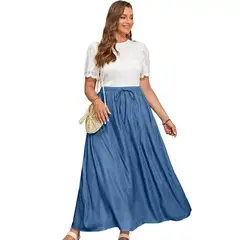 EVERSO - Pack 4 Falda Larga Mujer Casual Cintura Elástica Elegante