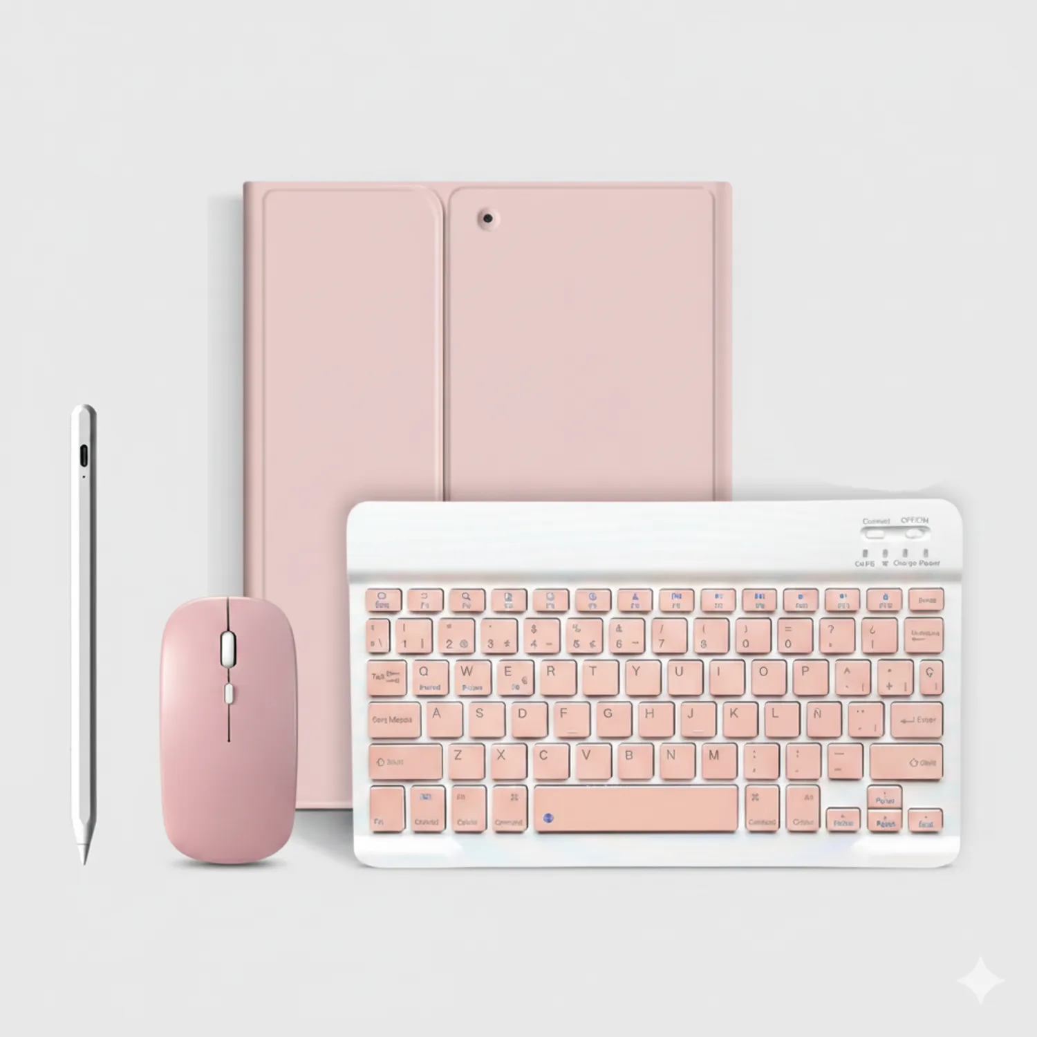 GENERICO PACK SMART IPAD 10.2 Funda ROSA con teclado mouse y lápiz