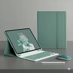 GENERICO - PACK SMART IPAD 10.2 Funda VERDE con teclado mouse y lápiz táctil