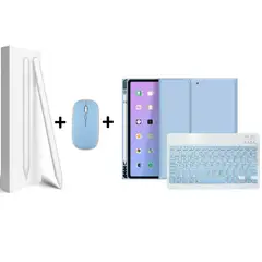 GENERICO - PACK SMART IPAD 102 Funda CELESTE con teclado mouse y lápiz táctil