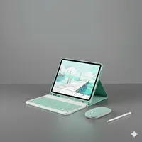 PACK SMART IPAD 10.2 Funda Verde Menta + teclado mouse y lápiz táctil