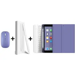 GENERICO - PACK SMART IPAD 102 Funda LAVANDA con teclado mouse y lápiz táctil