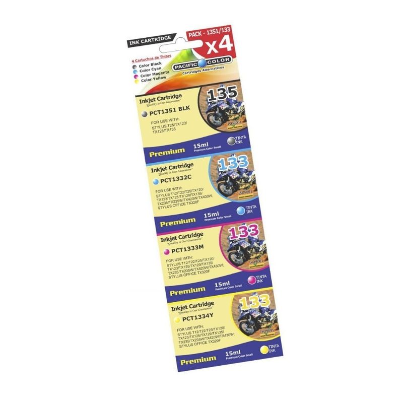 GENERICO - Pack 4 Cartuchos Tintas Alternativos 135 T25 Tx123 125 Epson