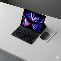 PACK SMART IPAD 10.2 Funda NEGRA con teclado mouse y lápiz táctil