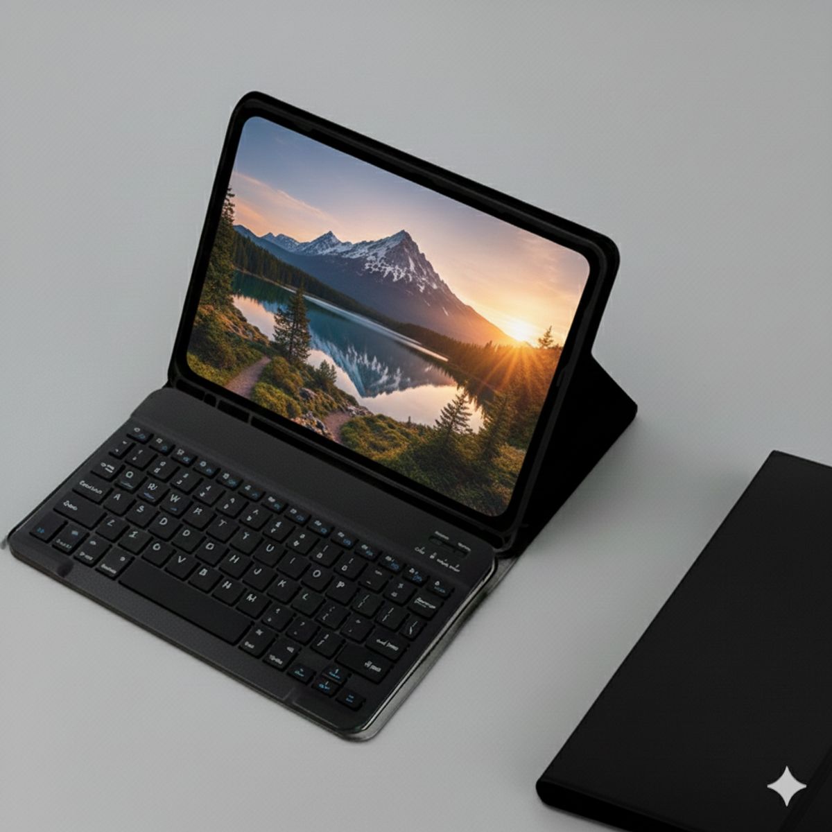 GENERICO - PACK SMART IPAD 10.2 Funda NEGRA con teclado mouse y lápiz táctil