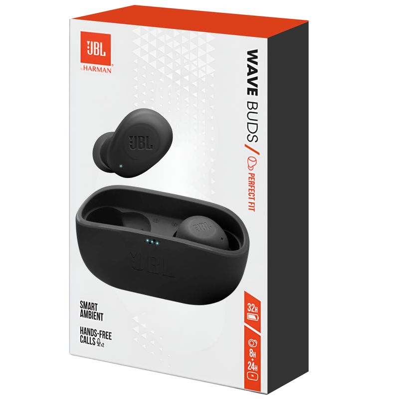 JBL - Audífonos JBL Bluetooth TWS Wave Buds Autonomía de 32H Black