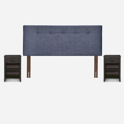 Imagen 2 del producto Cama Europea Classique+ 2 Plazas +Respaldo y Veladores Denim