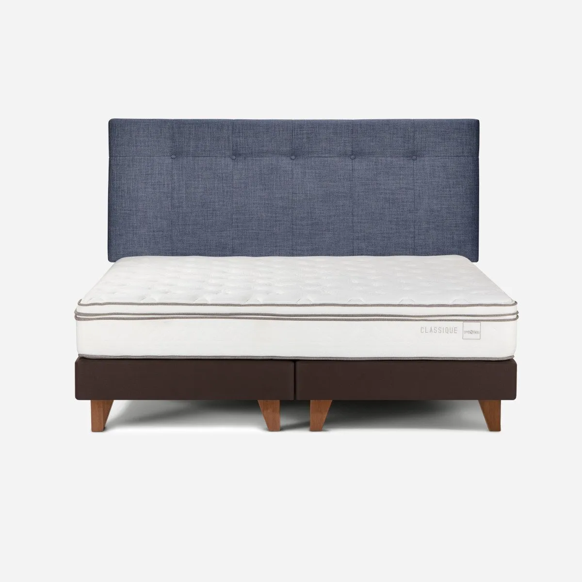 ROSEN - Cama Europea Classique+ 2 Plazas + Respaldo New Bennet Denim