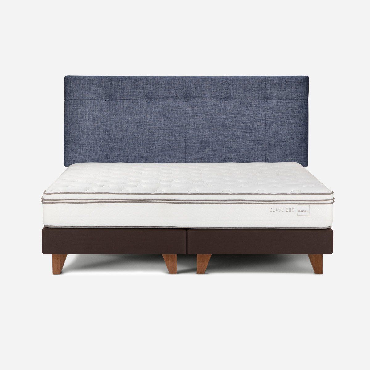 ROSEN - Cama Europea Classique+ King + Respaldo New Bennet Denim