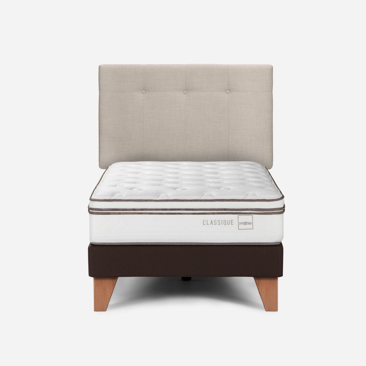 ROSEN - Cama Europea Classique+ 1,5 Plazas + Respaldo New Bennet Nat