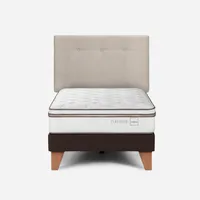 Cama Europea Classique+ 1,5 Plazas + Respaldo New Bennet Nat