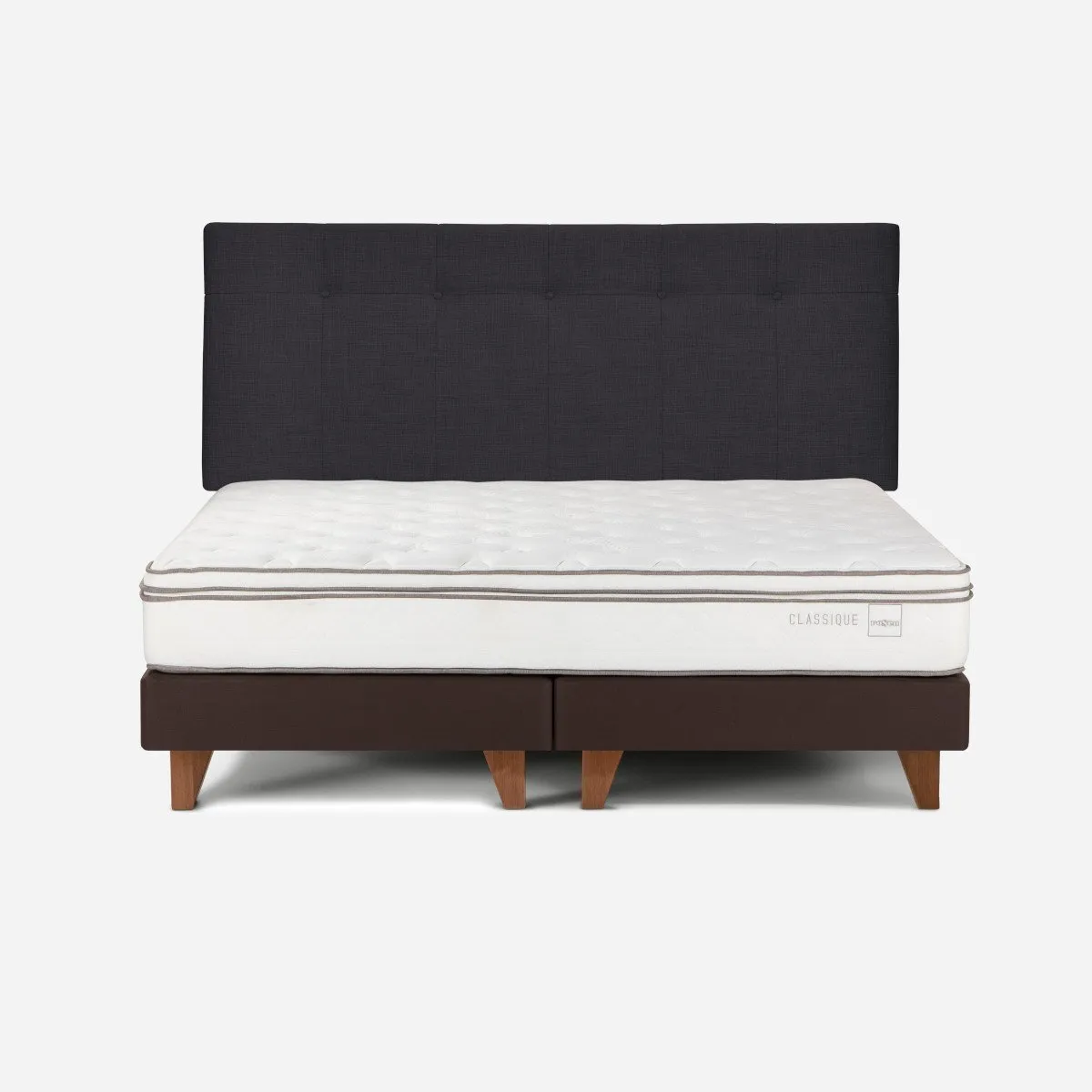 ROSEN - Cama Europea Classique+ 2 Plazas+Respaldo New Bennet Grafito