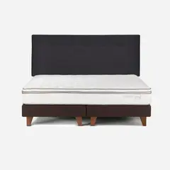 ROSEN - Cama Europea Classique+ 2 Plazas+Respaldo New Bennet Grafito