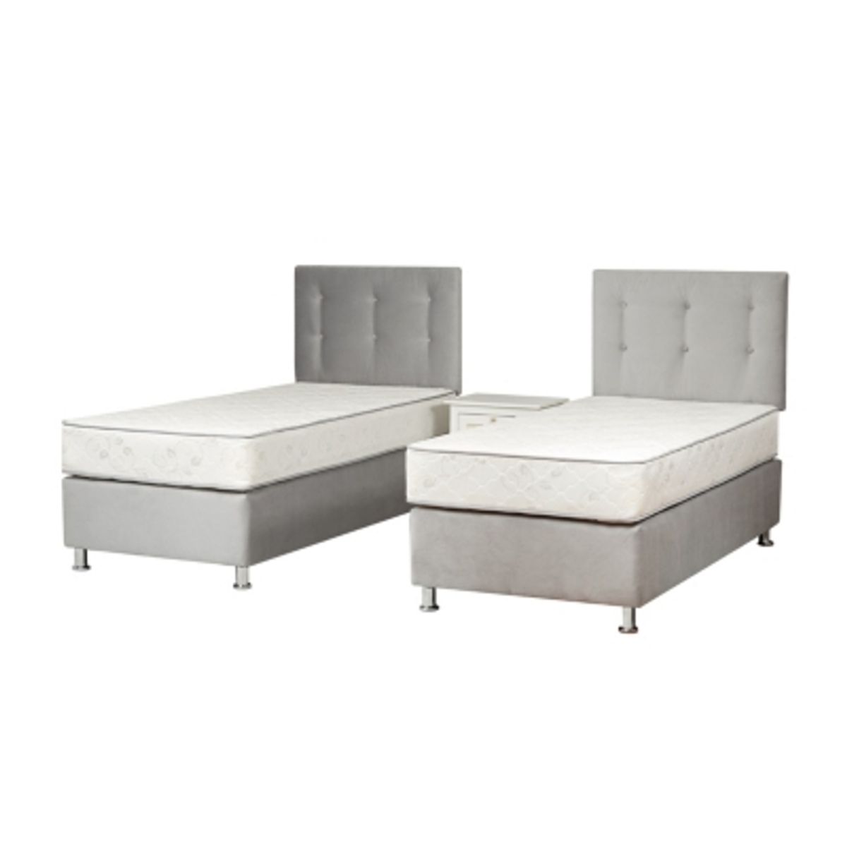 SPOMO - Combo Duplex Alegro T3500 Capitoné 1,5 Plazas Silver + Velador