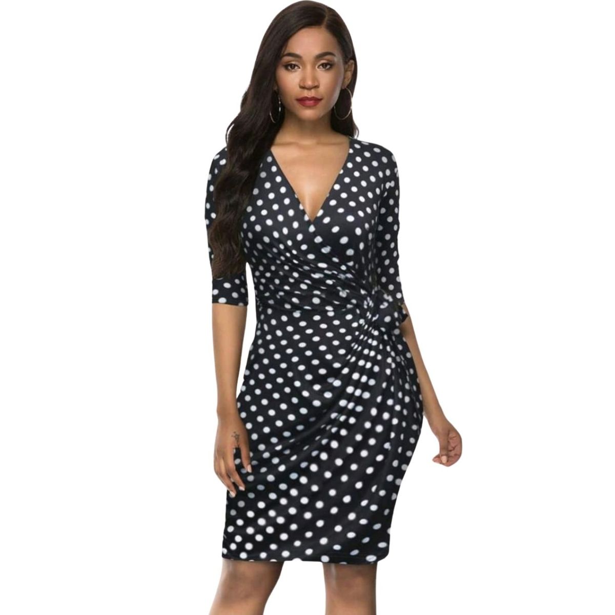 GENERICO - VESTIDO ENVOLVENTE CASUAL DE LUNARES IDEAL PARA FIESTA COCTEL BODA