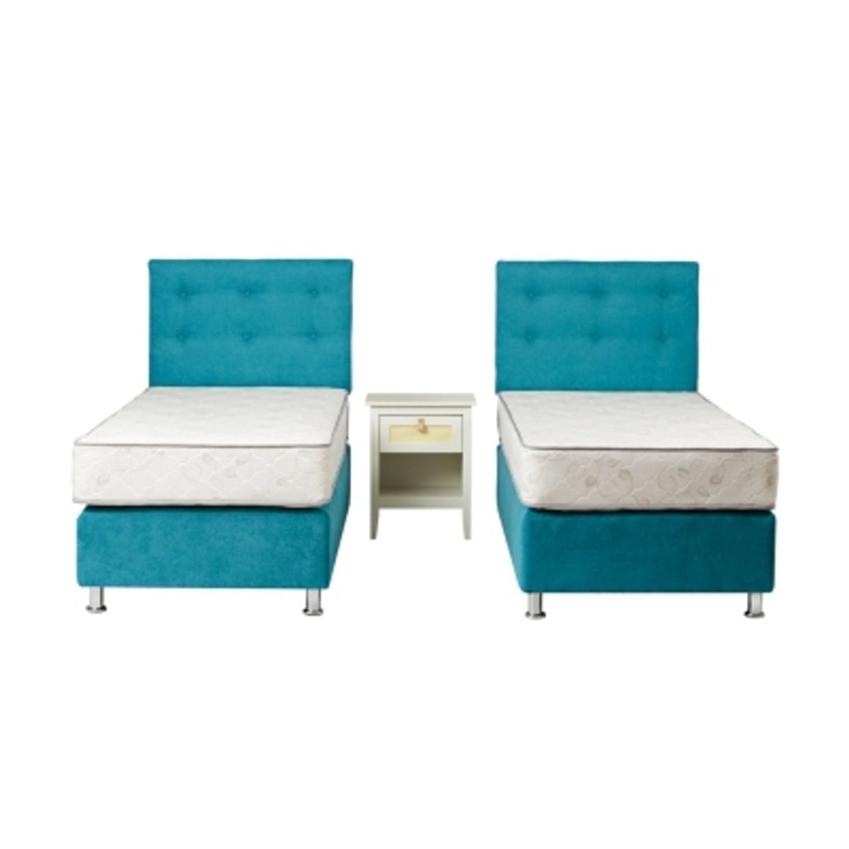 SPOMO - Combo Duplex Alegro T3500 Capitoné 1,5 Plazas Turquesa + Velador