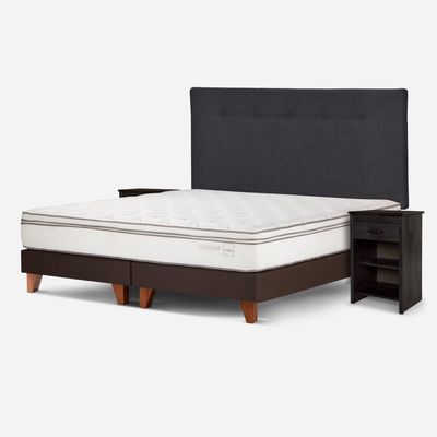 Imagen 2 del producto Cama Europea Classique+ 2 Plazas+Respaldo +Veladores Grafito