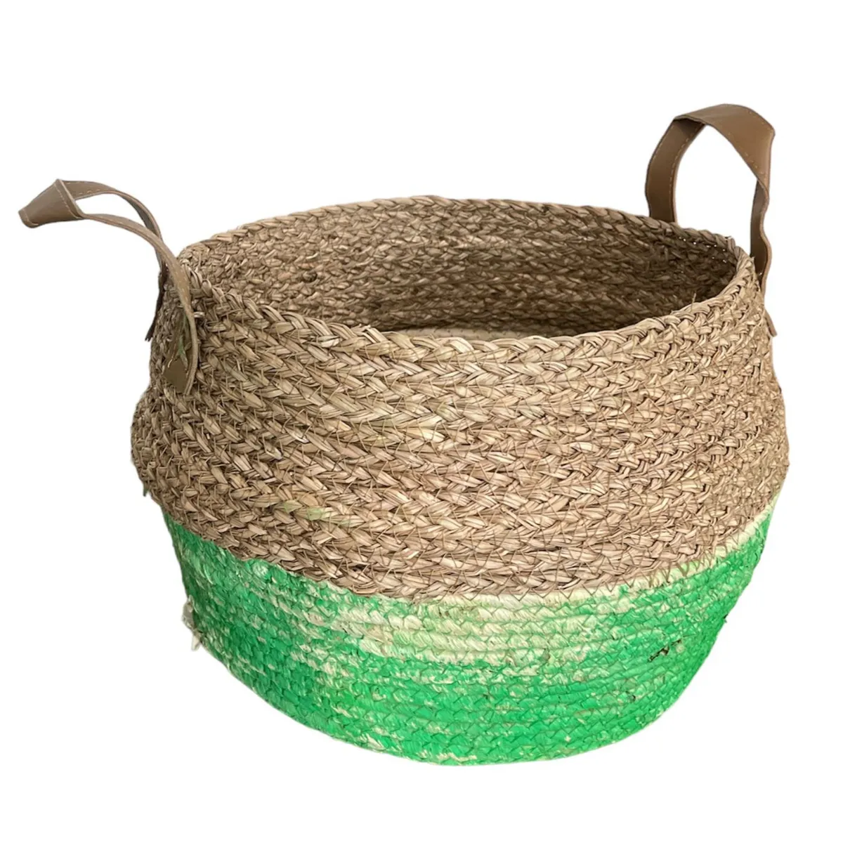 OEM - Macetero Cesto Canasto Maceta De Mimbre Mediana Verde