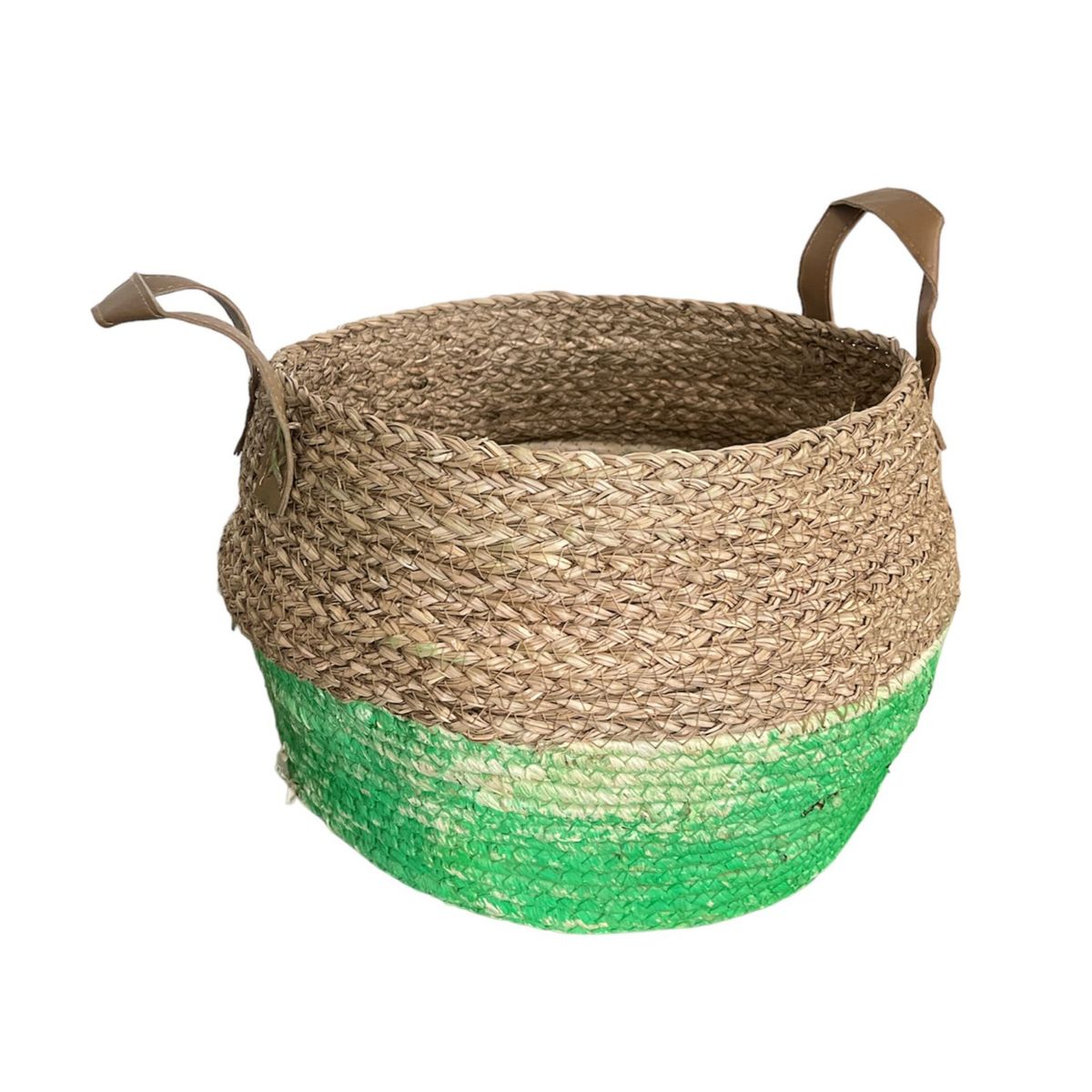 OEM - Macetero Cesto Canasto Maceta De Mimbre Mediana Verde