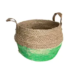 OEM - Macetero Cesto Canasto Maceta De Mimbre Pequeña Verde