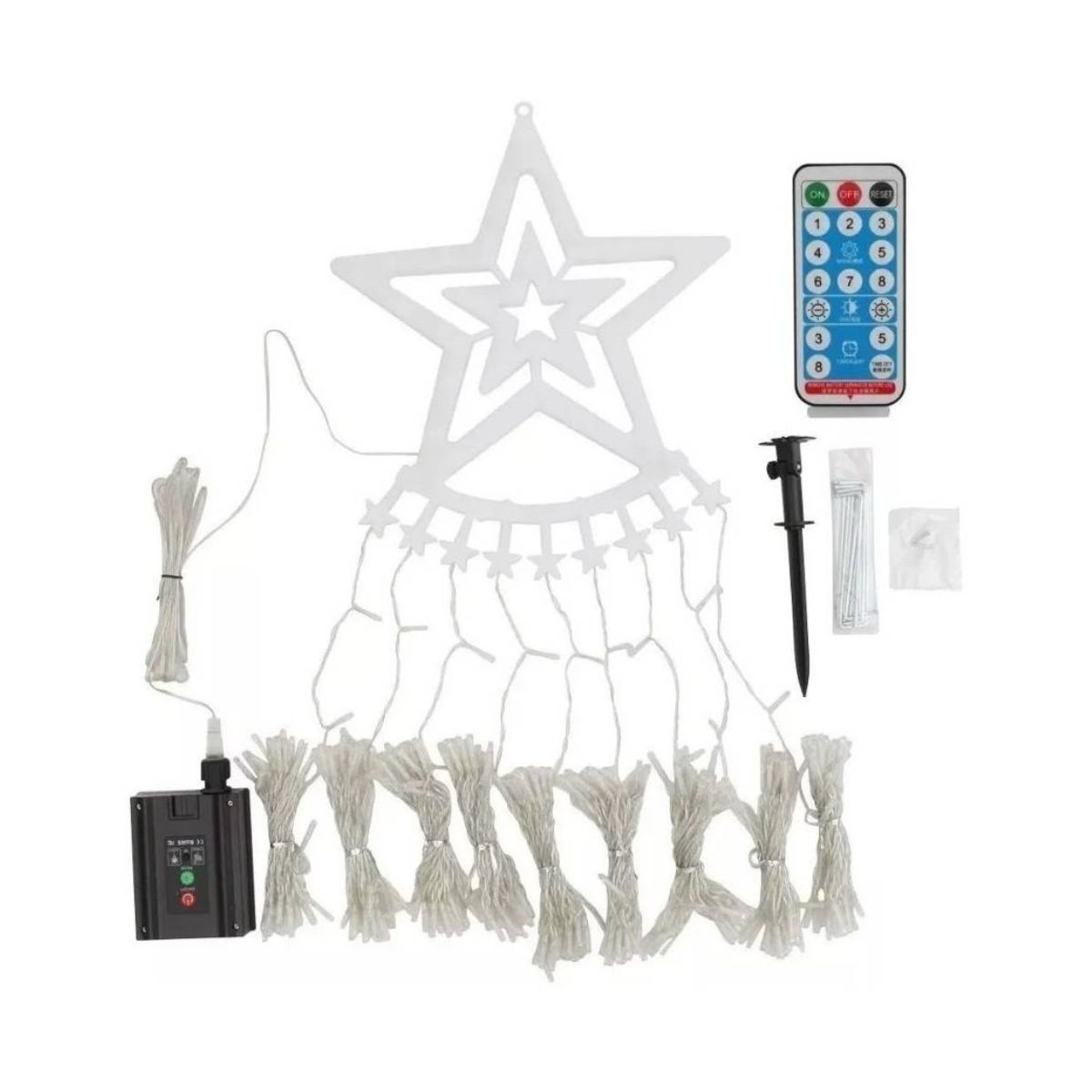 GENERICO - Guirnalda de luces solares con estrella de árbol, 2.5 metros