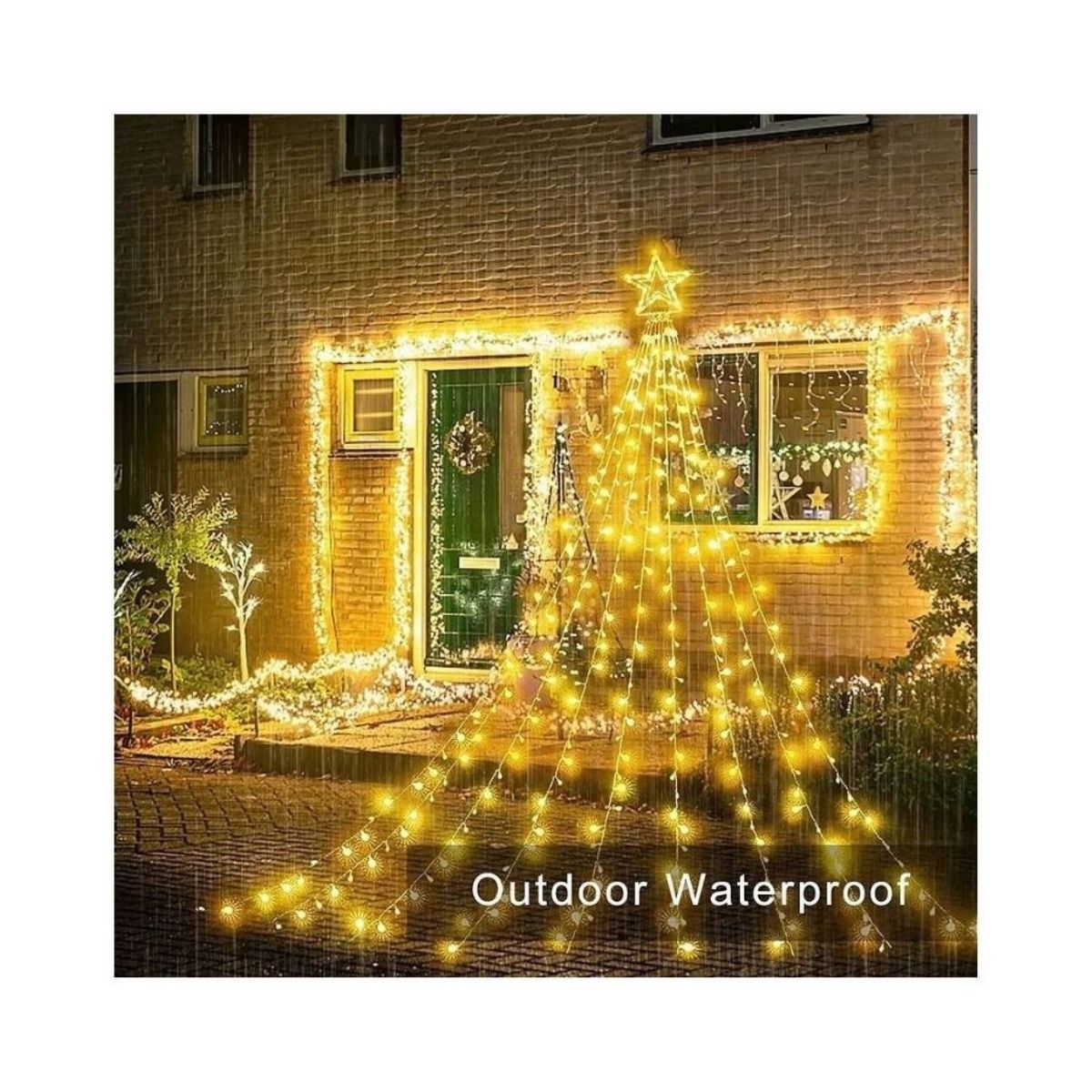 GENERICO - Guirnalda de luces solares con estrella de árbol, 2.5 metros