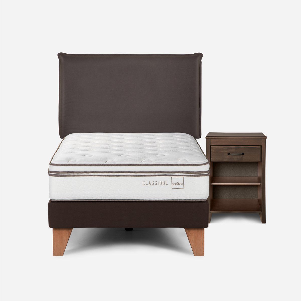 ROSEN - Cama Europea Rosen Classique+ 1 Plaza + Muebles Maurice