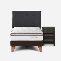 Cama Europea Classique+ 1,5 Plazas +Respaldo/Velador Grafito