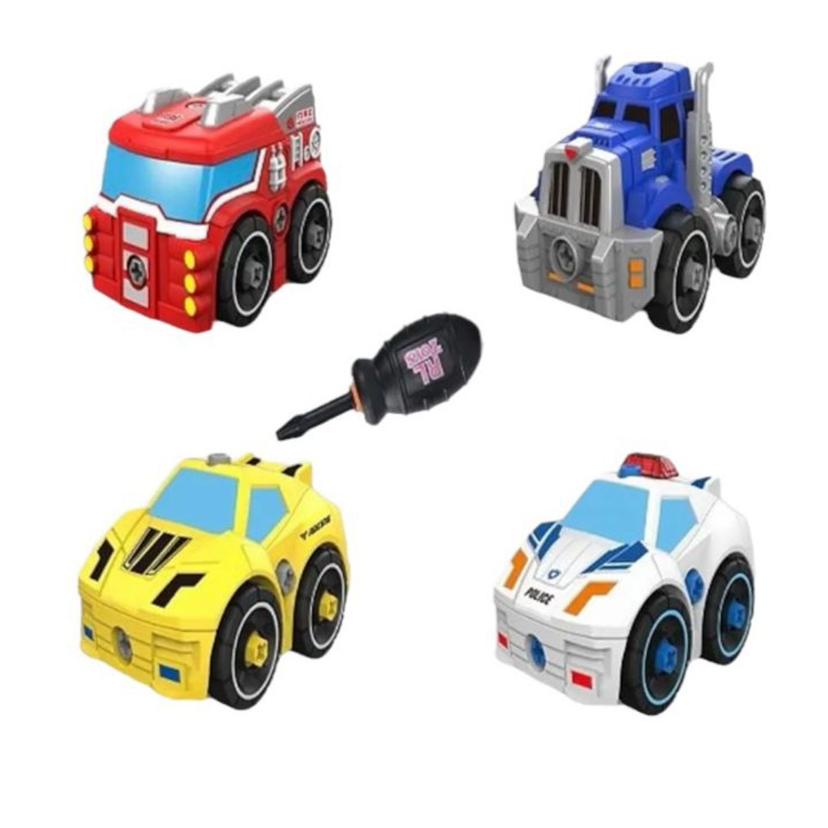 OEM - Pack Juguete Vehiculos Camiones Carros Mini De Policia