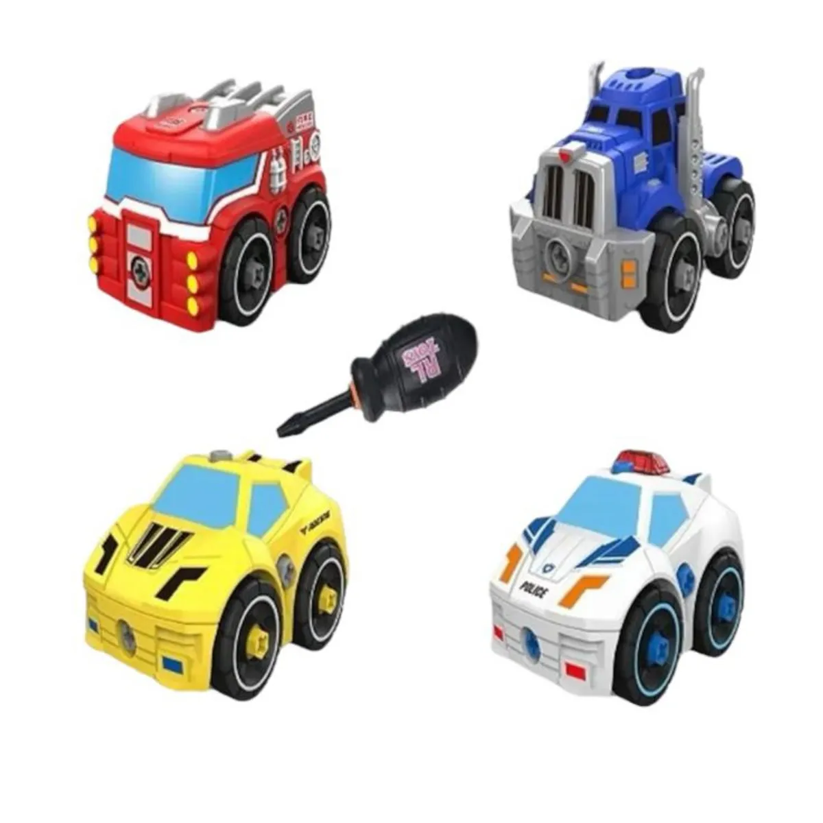 OEM - Pack Juguete Vehiculos Camiones Carros Mini De Policia