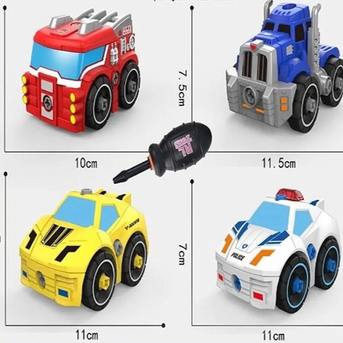 OEM - Pack Juguete Vehiculos Camiones Carros Mini De Policia