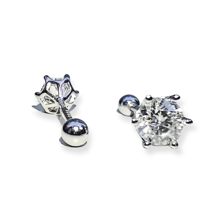 Aros Punto Luz 5mm Piercing Plata 925 Moissanita Plateado TALLA UNICA