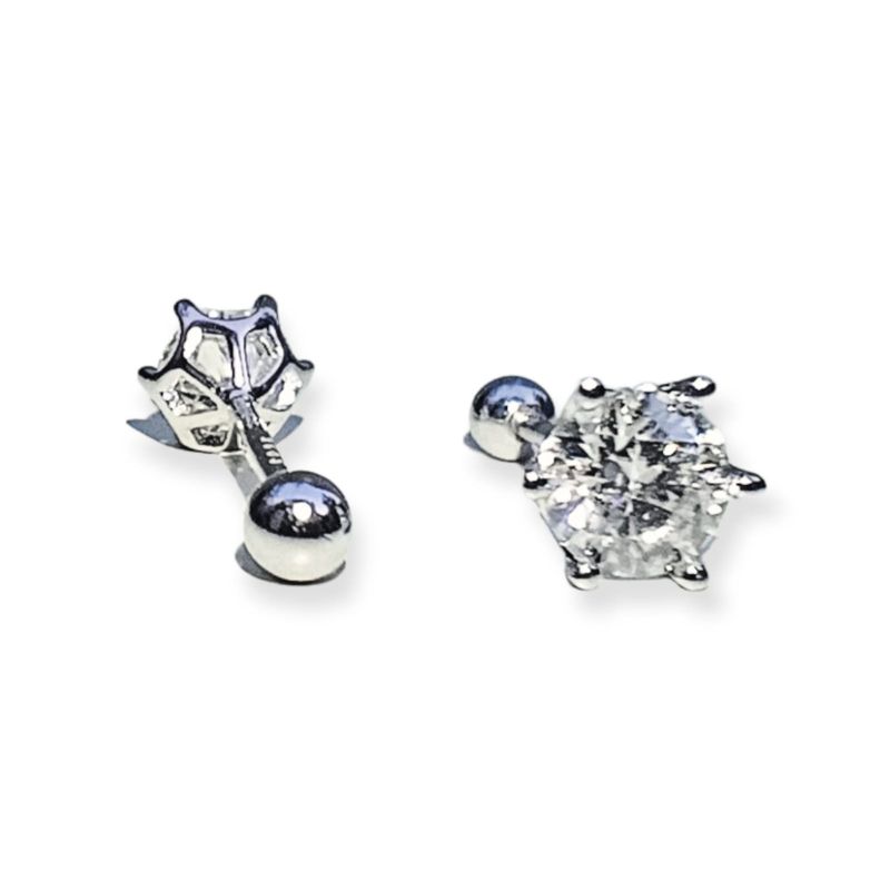 ELBAULDEJUMA - Aros Punto Luz 5mm Piercing Plata 925 Moissanita