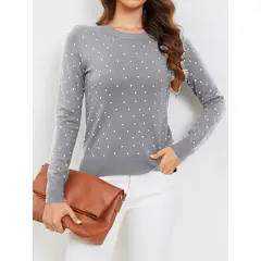 MOSS ROSE - Jersey de manga larga con estampado de corazones para mujer