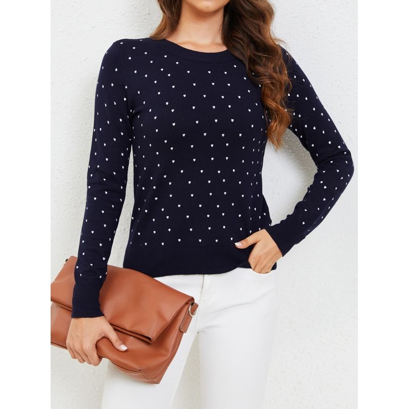 MOSS ROSE - Jersey de manga larga con estampado de corazones para mujer