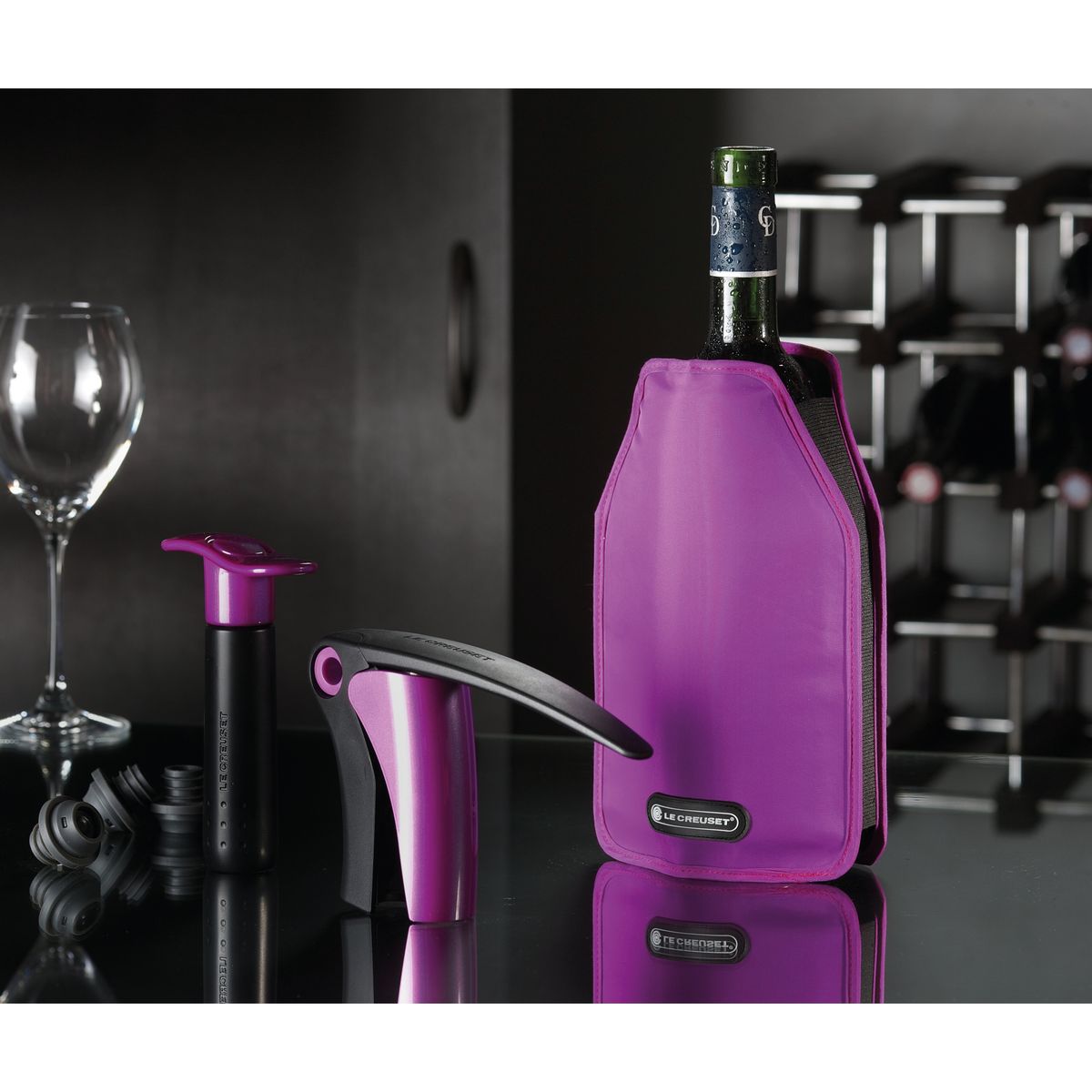 LE CREUSET - Le Creuset Descorchador + Bomba Vacio + Funda Enfriadora