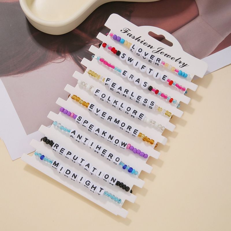 MOSS ROSE - Taylormy beads letra elástica Swiftie pulsera juego de 10