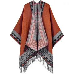 MOSS ROSE - Chal de borlas con estampado bohemio para mujer